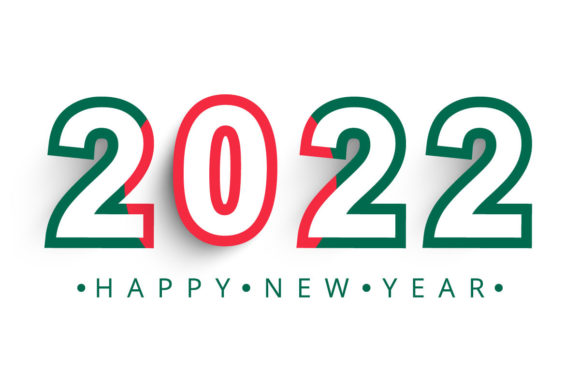 2022 Happy New Year with Bangladesh Flag Graphics