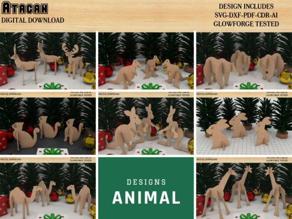 3D Animals Puzzle, DIY Laser Cutting
