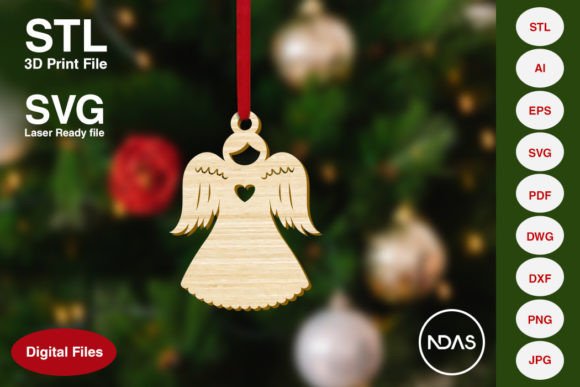 Angel Christmas Tree Decoration Ornament for 3D Printing and Home Decor