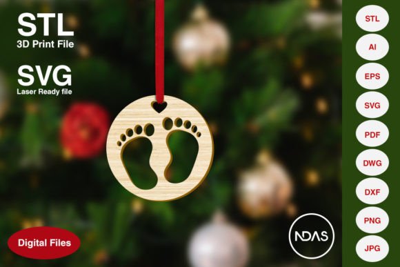 Baby Foot Print Christmas Decoration for 3D Printing and Home Decor