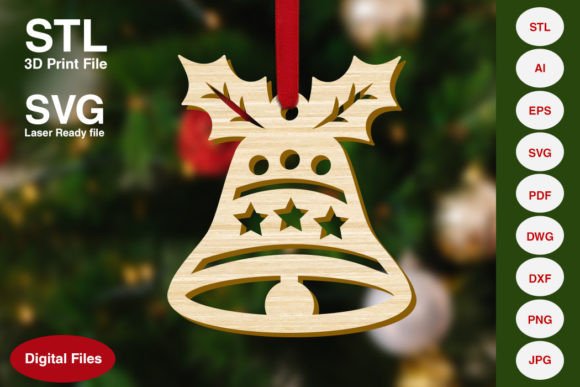 Bell Christmas Tree Decoration Ornament for 3D Printing and Home Decor
