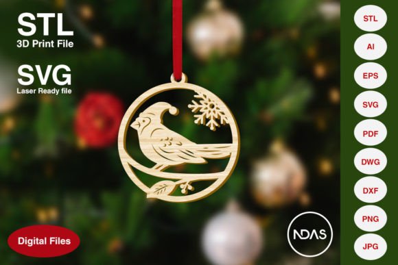 Cardinal Bird Christmas Tree Decoration 3D Printing and Home Decor