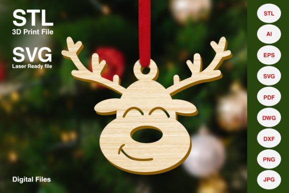 Funny Reindeer Christmas Tree Decoration 3D Printing Home Decor