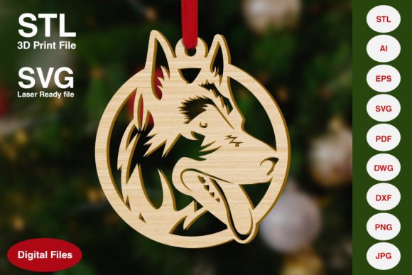 German Shepherd Dog Christmas Decoration for 3D Printing and Home Decor