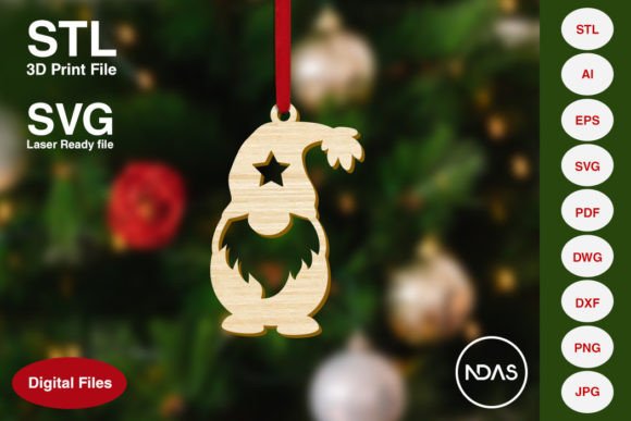 Gnome Christmas Tree Decoration Ornament 3D Printing and Home Decor