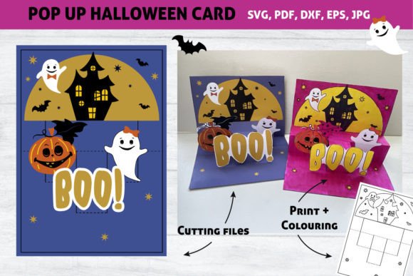 Halloween Pop Up Card SVG, 3D Halloween Graphics