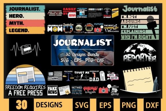 Journalist Bundle SVG 30 Designs for Graphics and Crafts