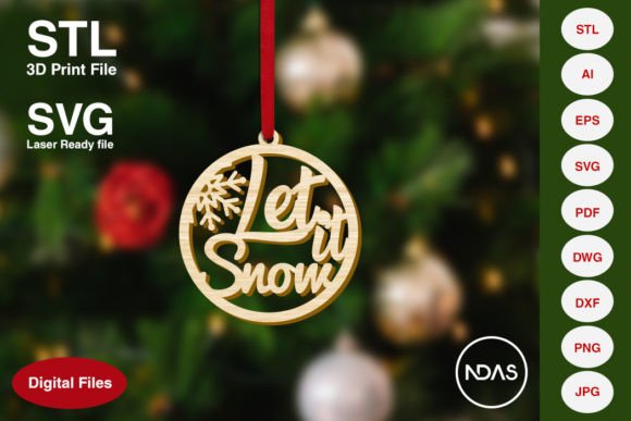 Let It Snow Text Christmas Decoration for 3D Printing and Home Decor