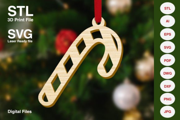 Lollipop Cane Christmas Tree Decoration 3D Printing Home Decor