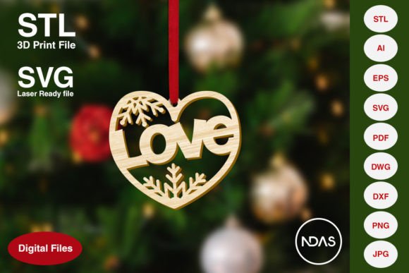 Love Text Christmas Tree Decoration 3D Printing Home Decor