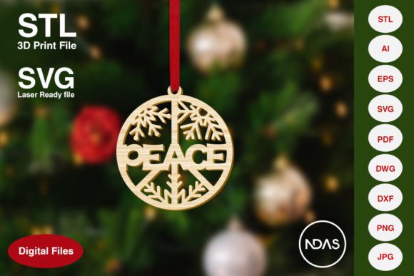 Peace Text Christmas Tree Decoration: 3D Printing and Home Decor