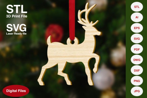 Reindeer Christmas Tree Decoration for 3D Printing and Home Decor