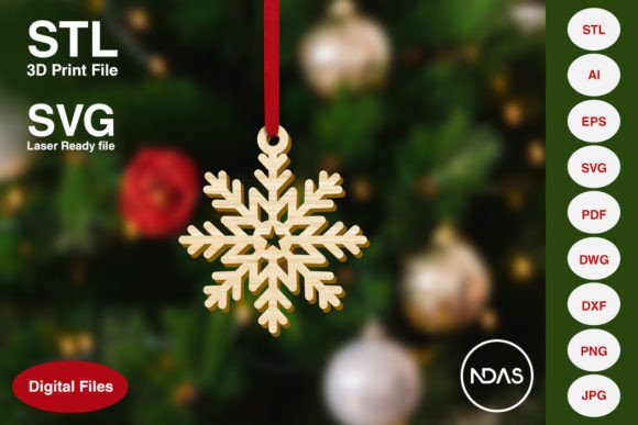 Snowflake Christmas Tree Decoration 3 for 3D Printing and Home Decor
